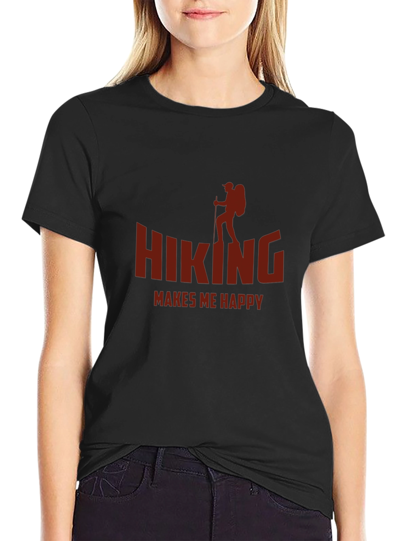Black Hiking Makes Me Happy T-Shirt view 2