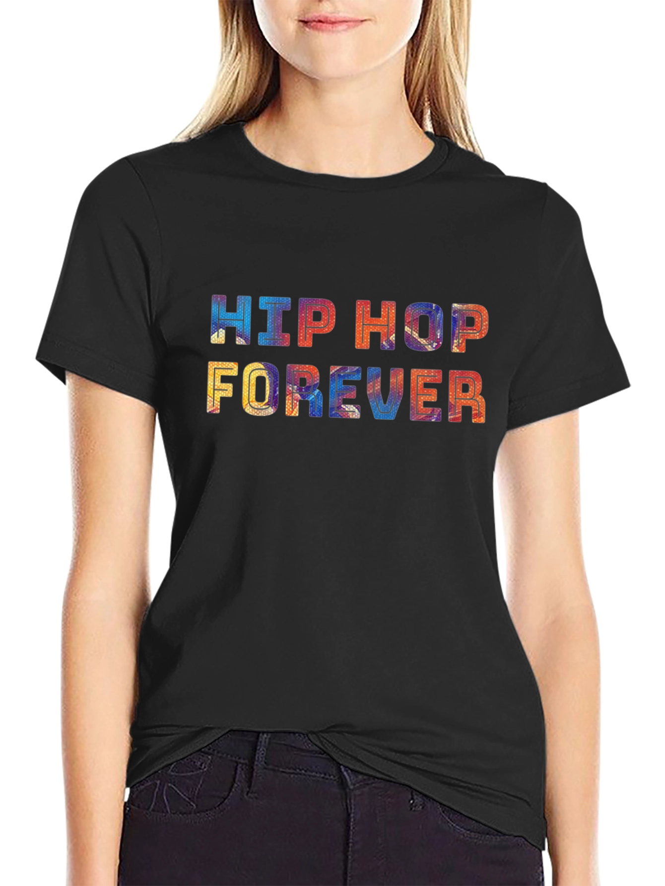 Black Hip Hop Forever Graphic Print T-Shirt view 2