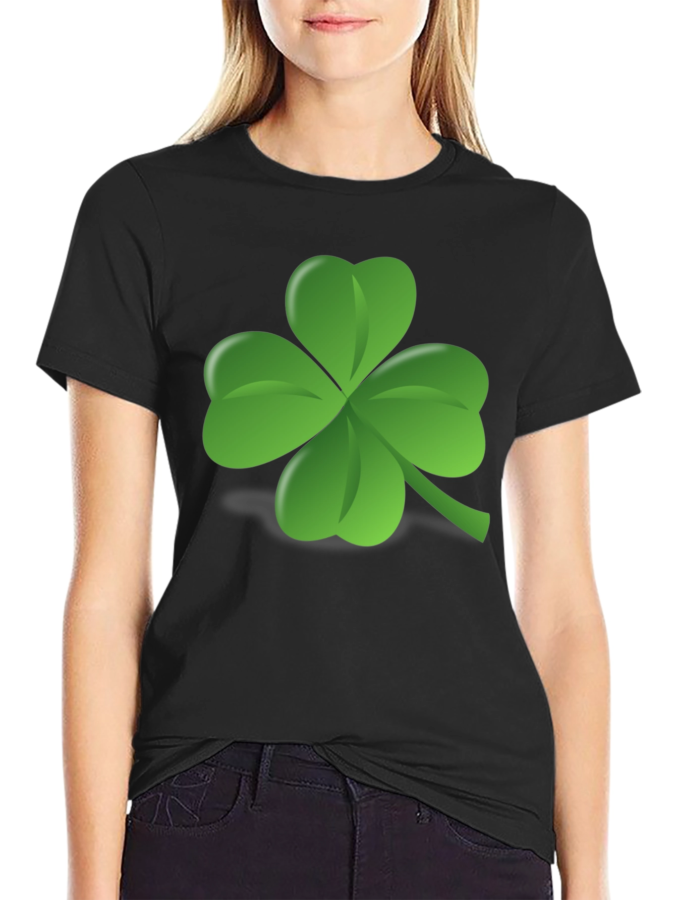 Black Lucky Clover Black T-Shirt view 2