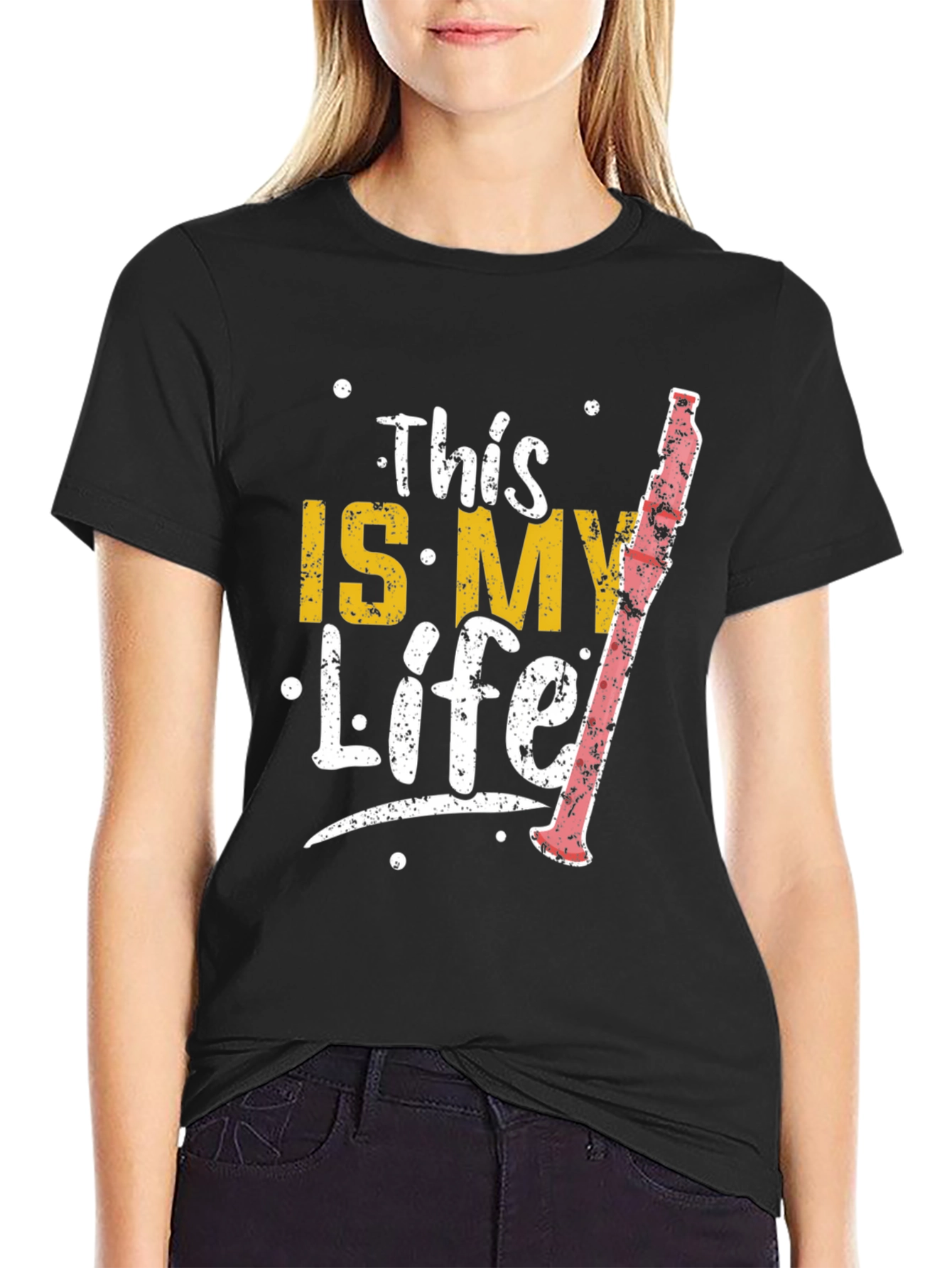 Black This Is My Life Clarinet Player Black T-Shirt view 2