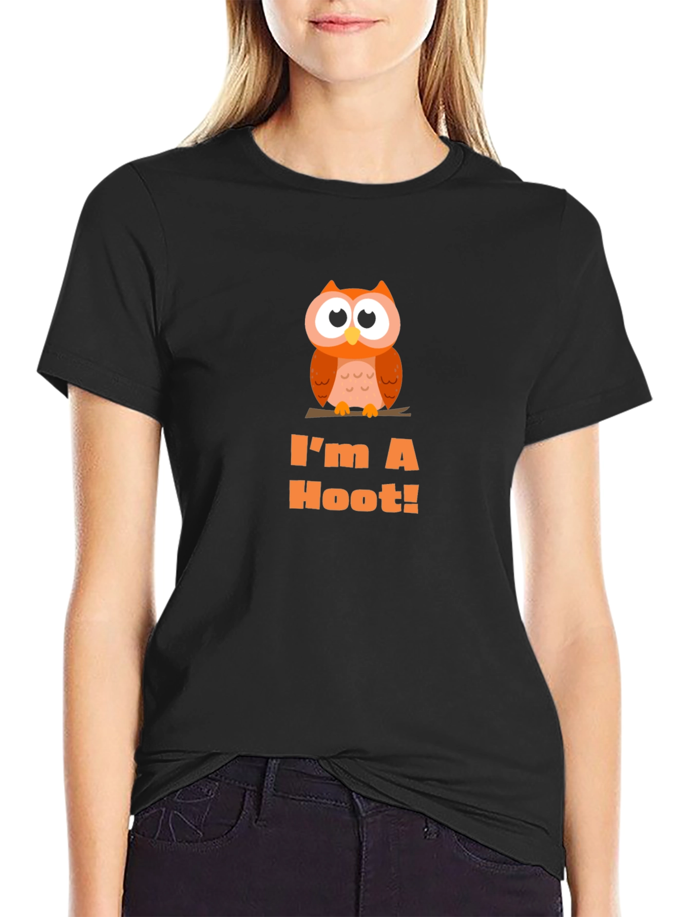 Black I'm A Hoot! Owl Graphic Tee - Black view 2