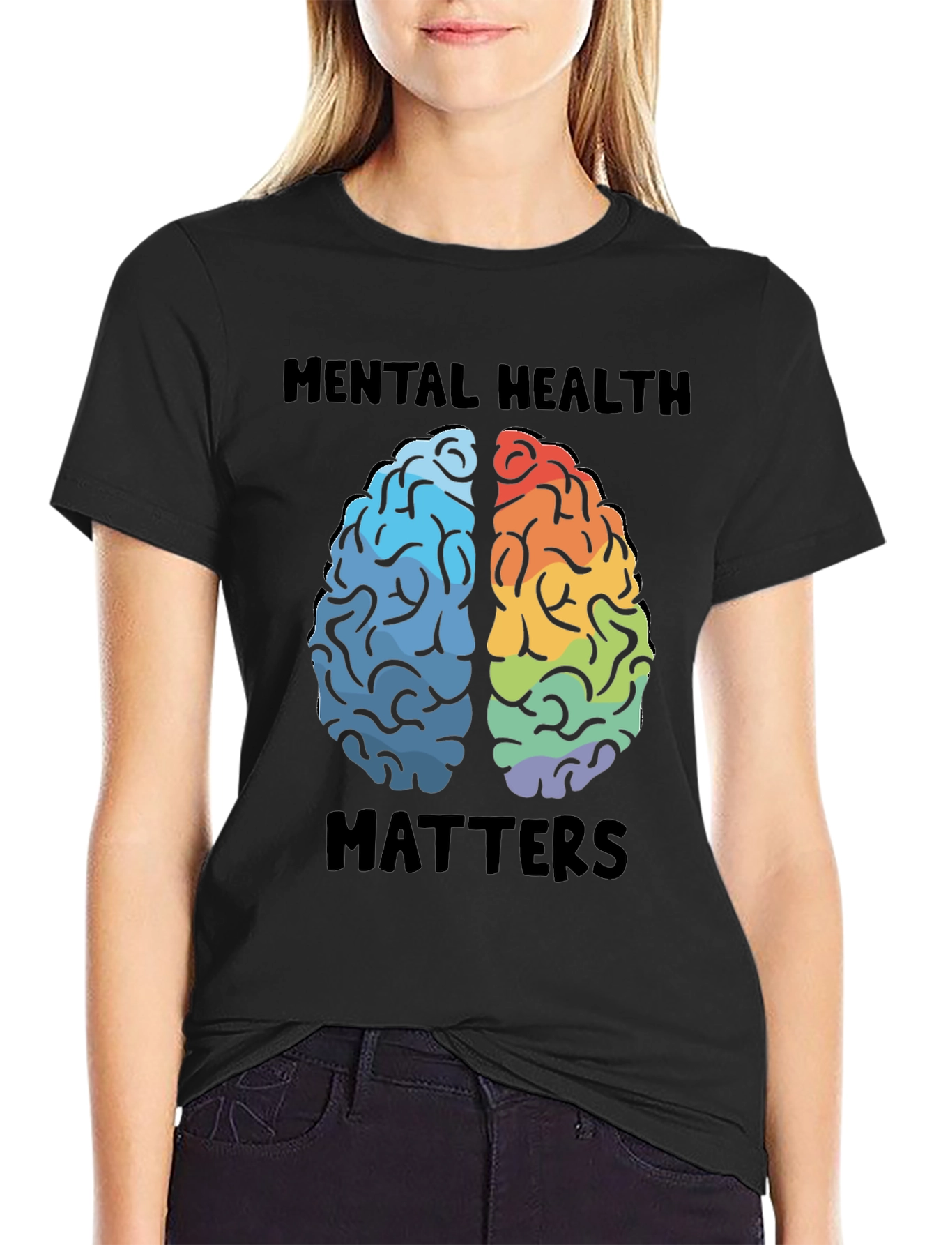 Black Mental Health Matters Brain Graphic T-Shirt view 2