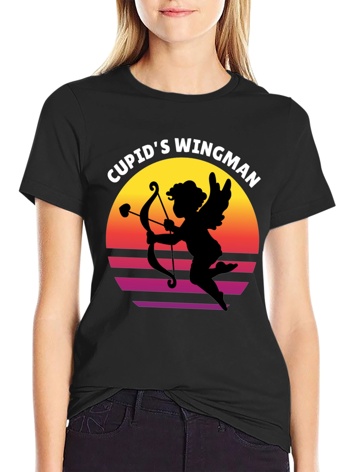 Black Cupid's Wingman Graphic Tee view 2