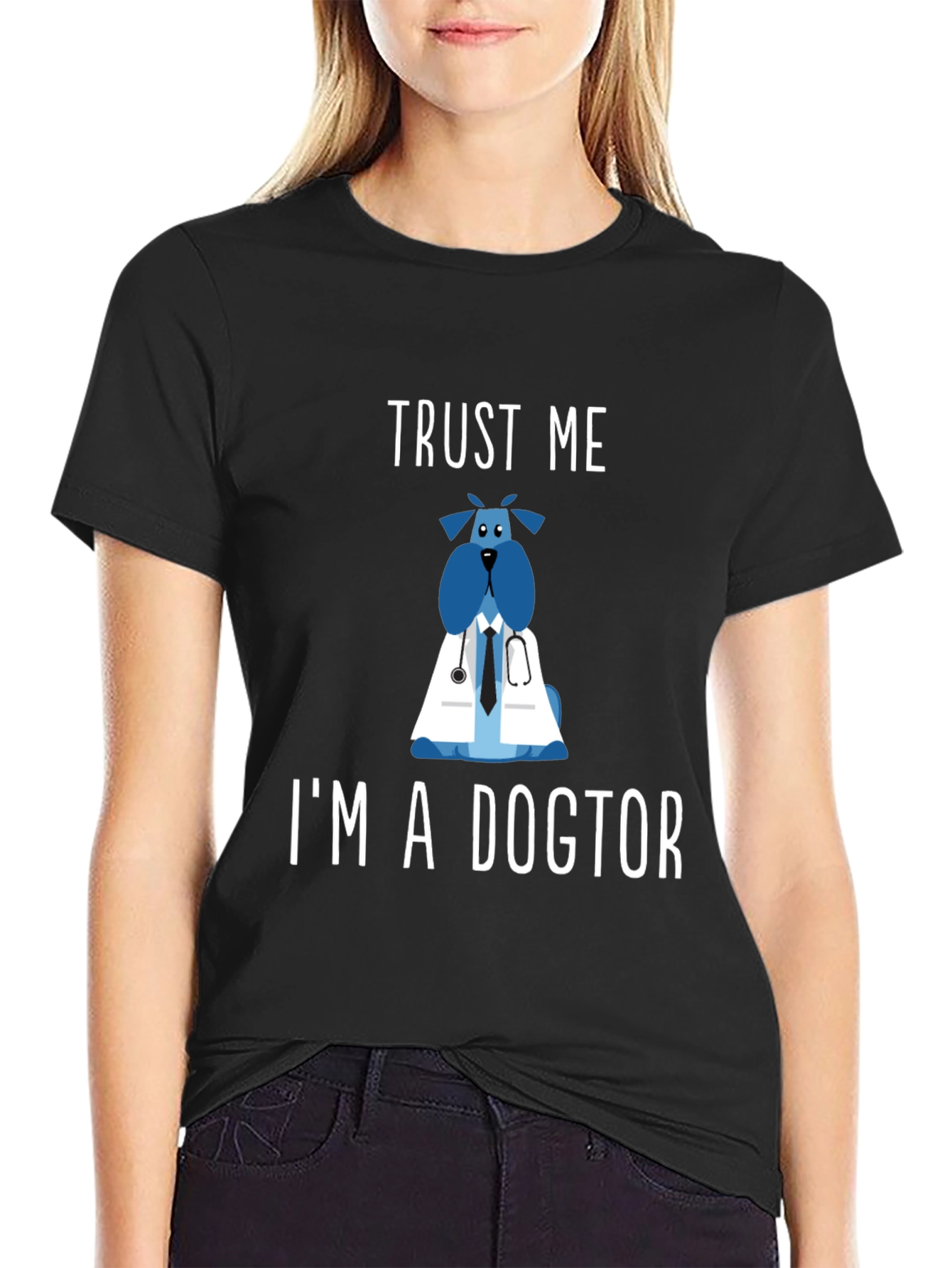 Black Trust Me I'm a Dogtor T-Shirt view 2