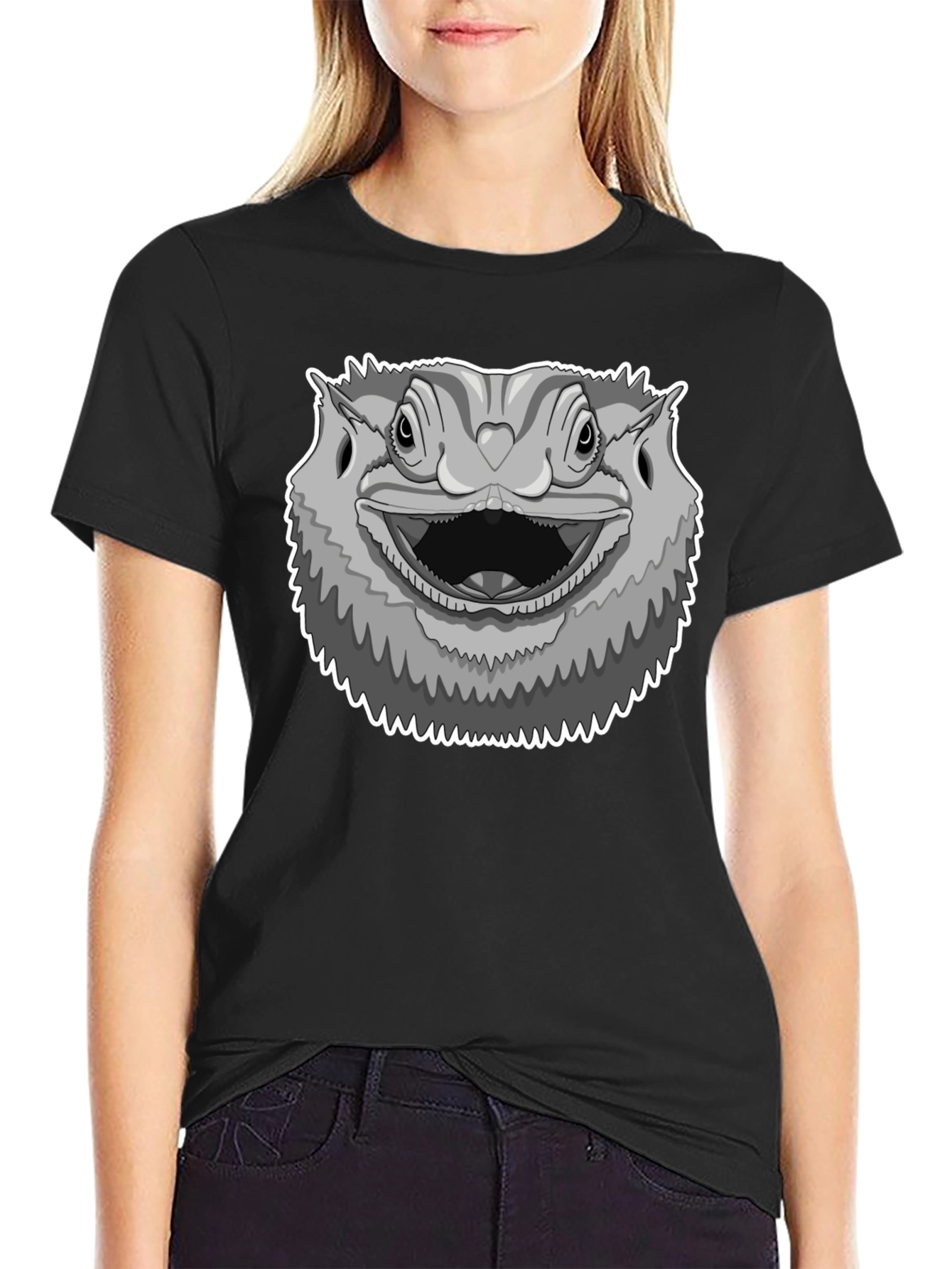 Black Bearded Dragon Graphic Tee - Unisex Black T-Shirt view 2