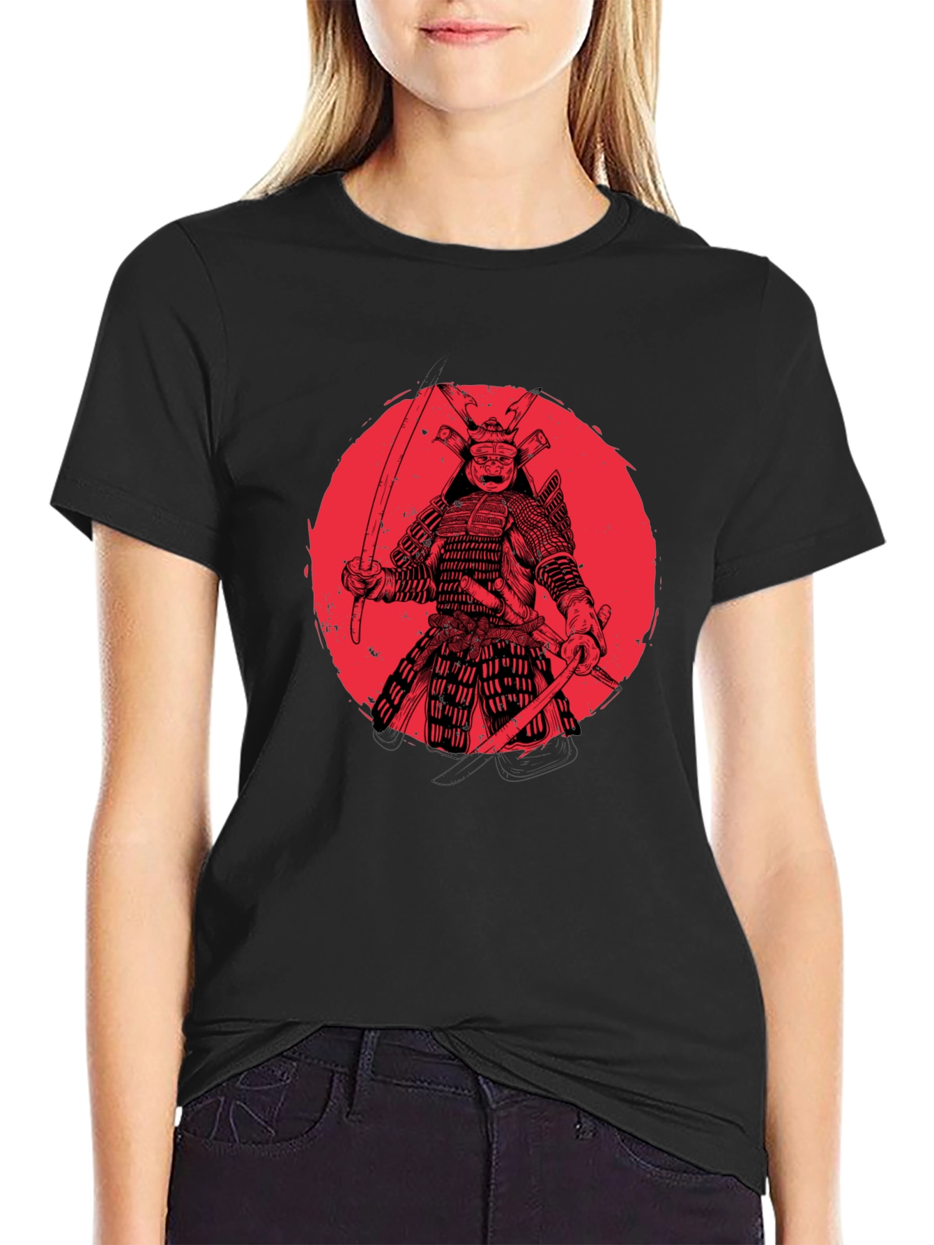 Black Samurai Warrior Graphic T-Shirt - Black view 2