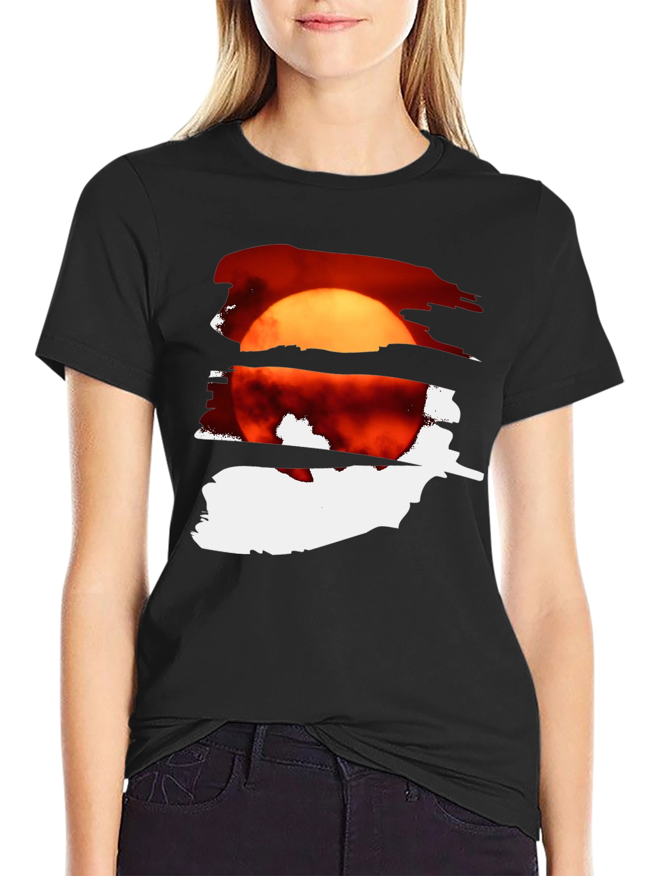 Black Sunset Graphic Tee - Cool Black Cotton Blend view 2