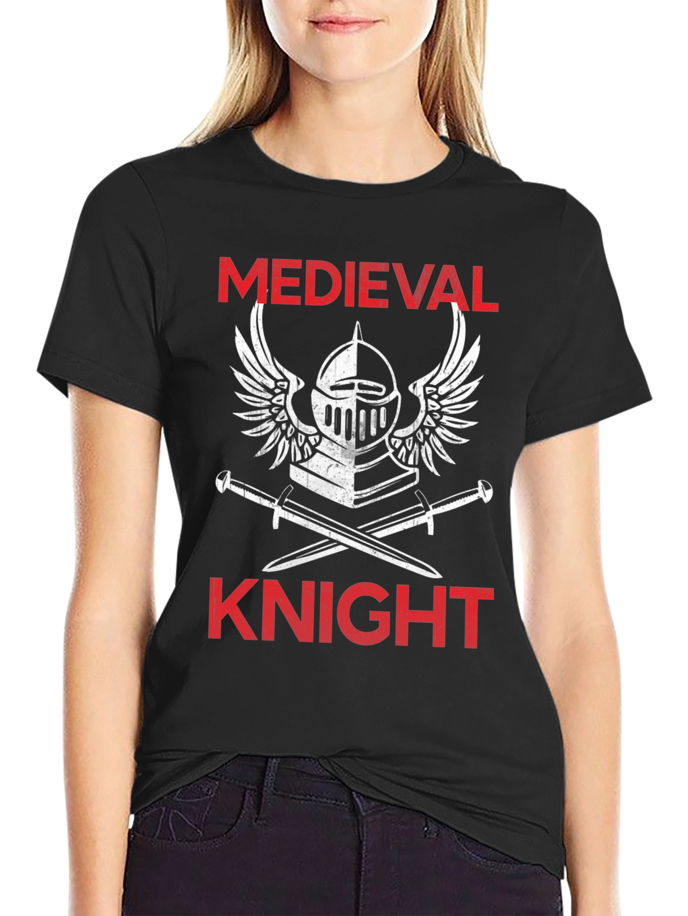 Black Medieval Knight T-Shirt - Black Graphic Tee view 2