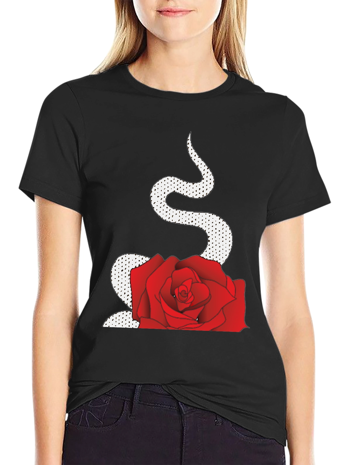 Black Snake and Rose Graphic Tee view 2