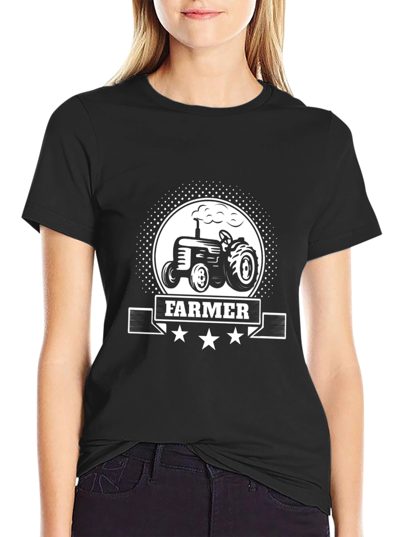 Farmer Tractor Graphic Tee - Black Cotton T-Shirt - 2