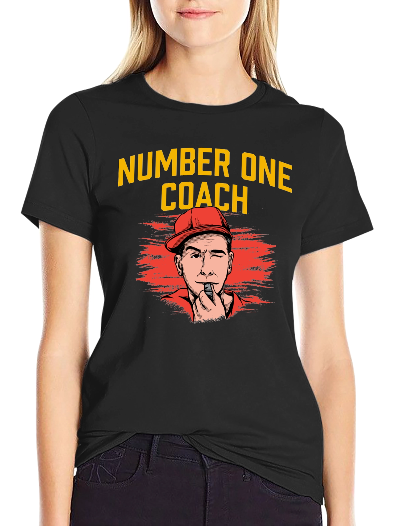 Black Number One Coach T-Shirt - Sports Fan Apparel view 2