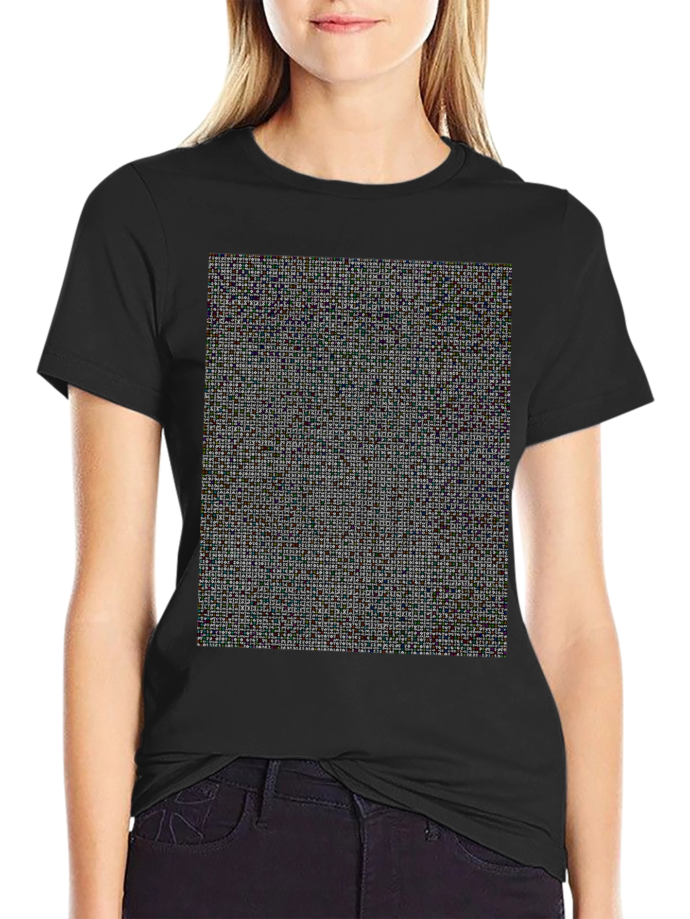 Black Pixel Pattern T-Shirt view 2
