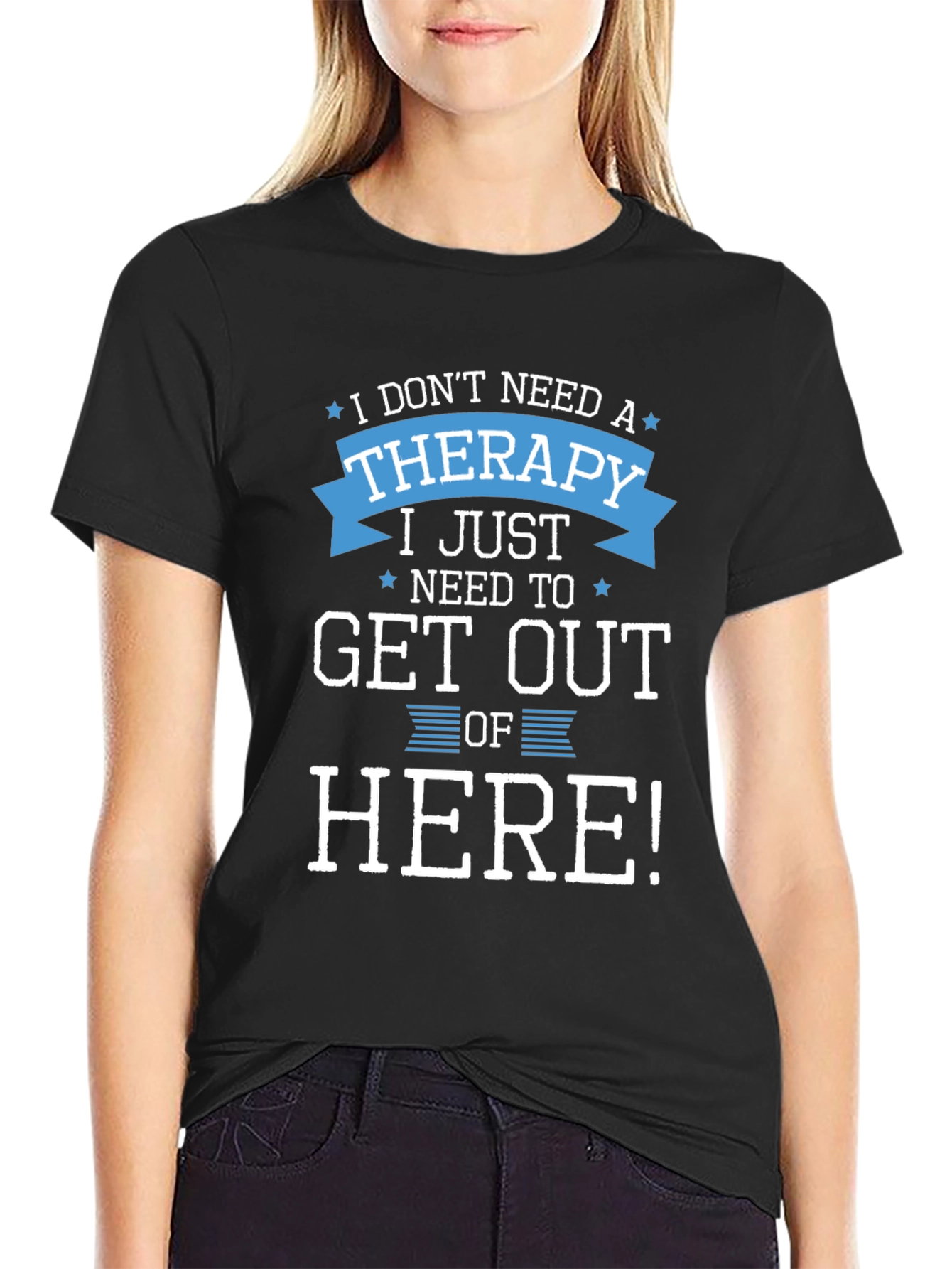 Black Funny Therapy Graphic T-Shirt view 2