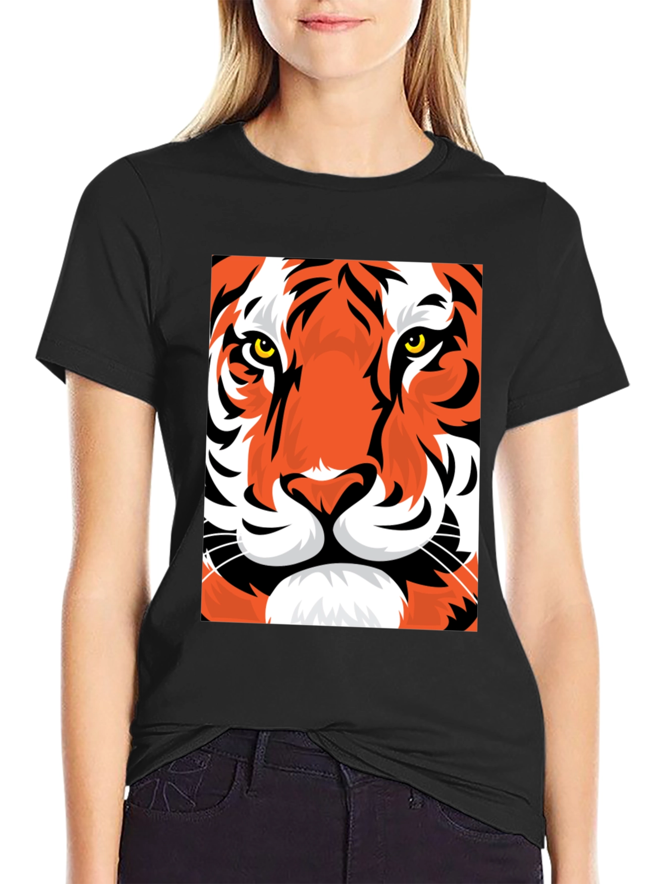 Black Tiger Graphic Tee - Bold Animal Print T-Shirt view 2