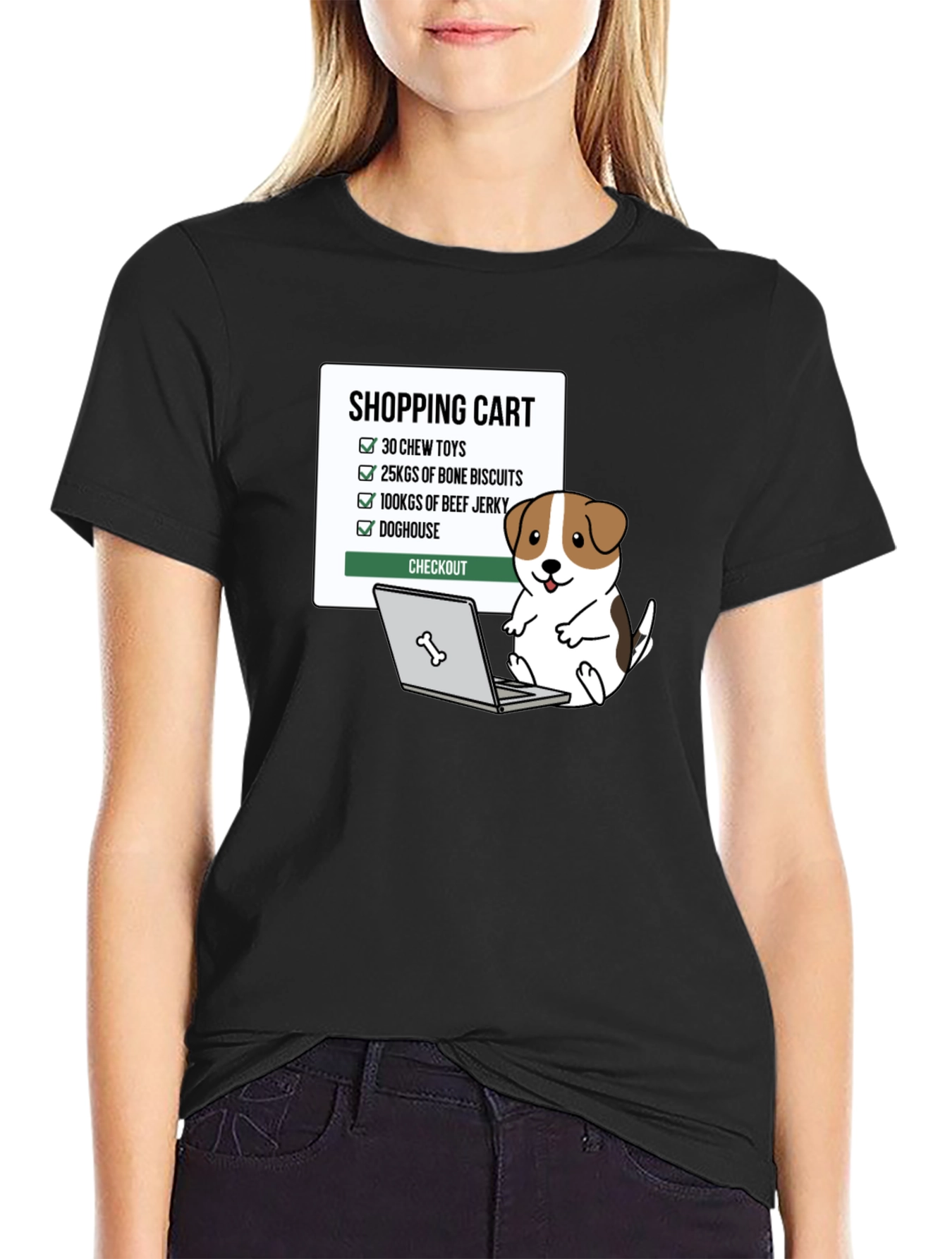 Black Dog Lover Shopping Cart T-Shirt view 2