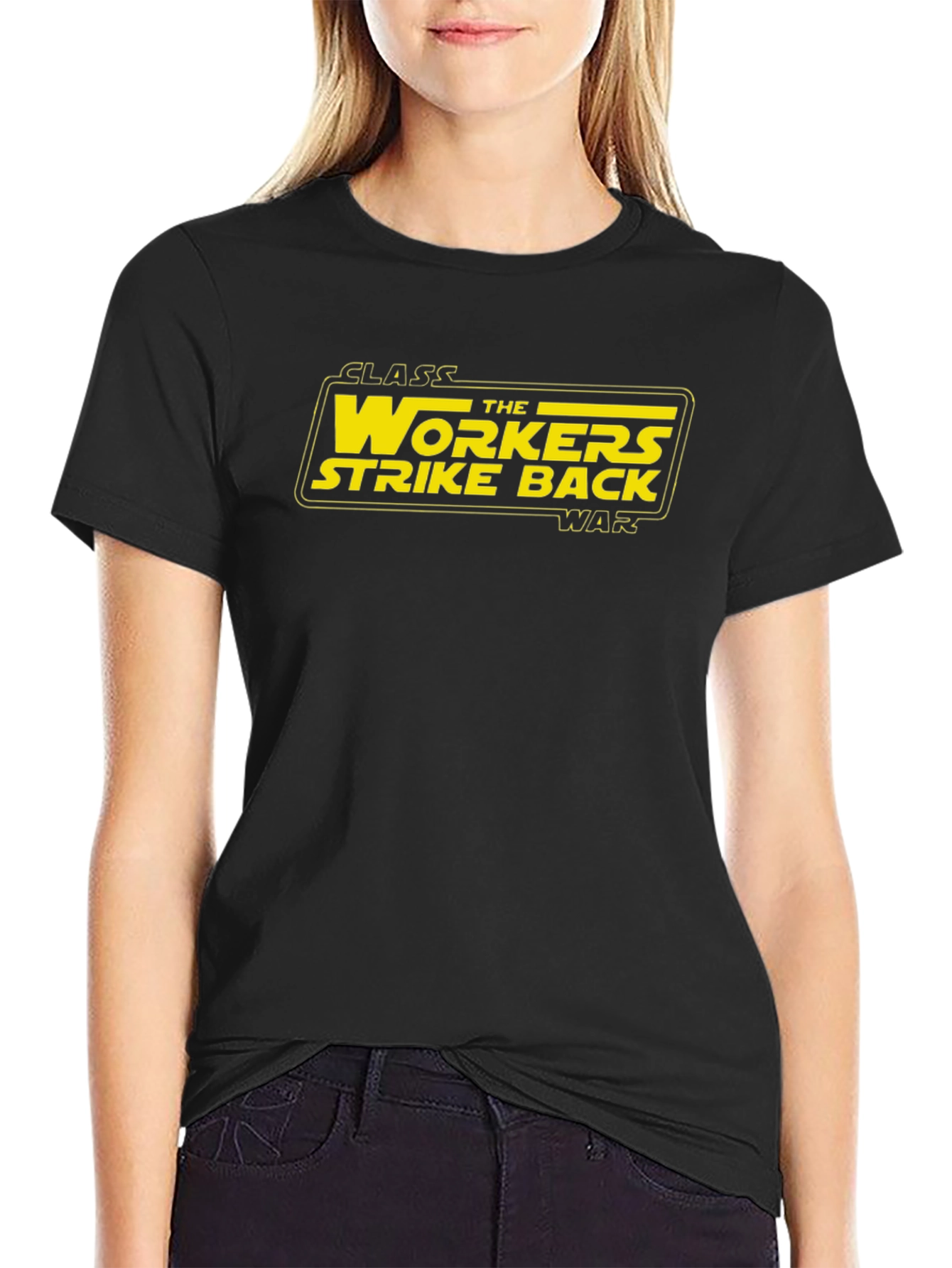 Black Class War Workers Strike Back Graphic Tee view 2