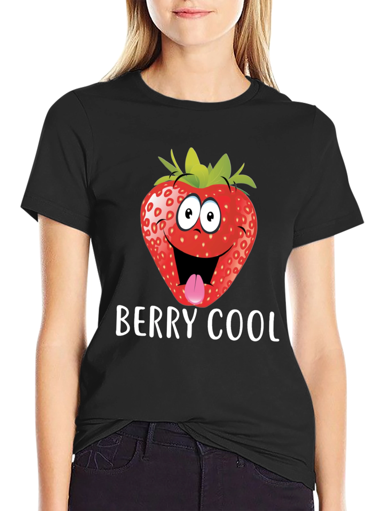 Black Berry Cool Strawberry Graphic Tee - Funny T-Shirt view 2