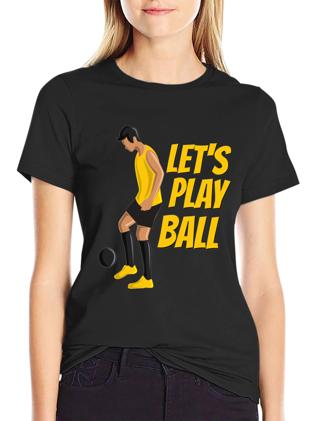Black Let's Play Ball Graphic Tee view 2