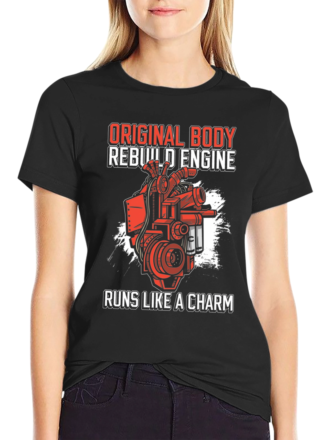 Black Original Body Rebuild Engine T-Shirt - Runs Like a Charm view 2