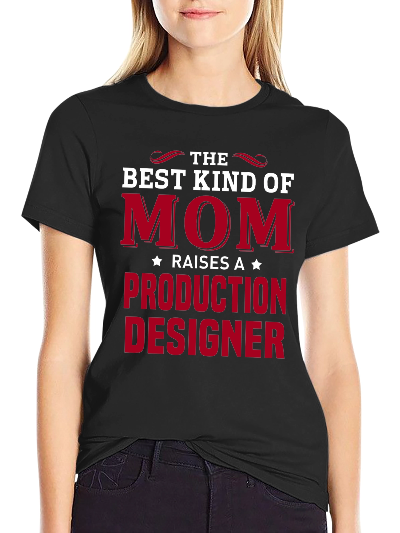 Black Best Kind of Mom Production Designer T-Shirt view 2