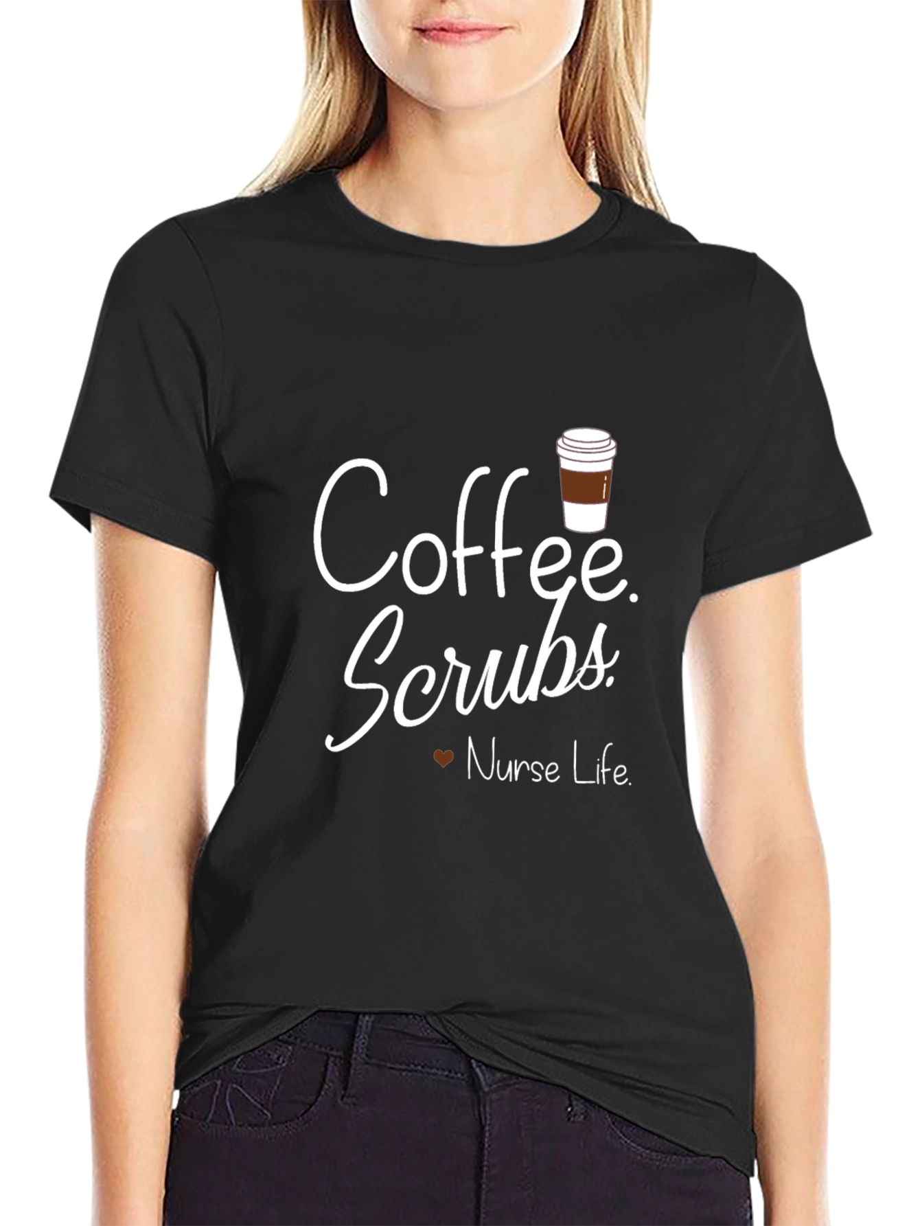 Black Coffee Scrubs Nurse Life T-Shirt view 2