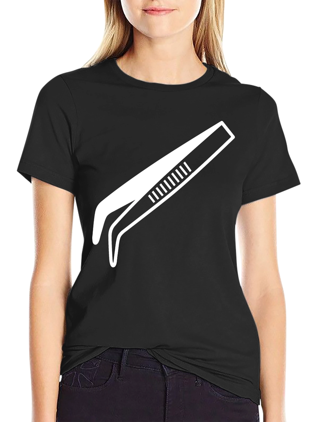 Black Cool Tweezers Graphic Tee - Black Cotton T-Shirt view 2