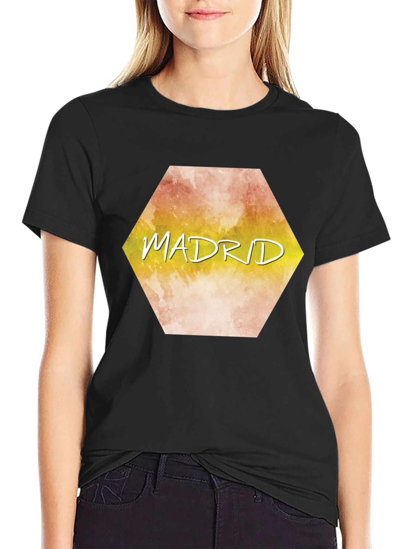 Black Madrid Graphic Tee - Stylish City T-Shirt view 2