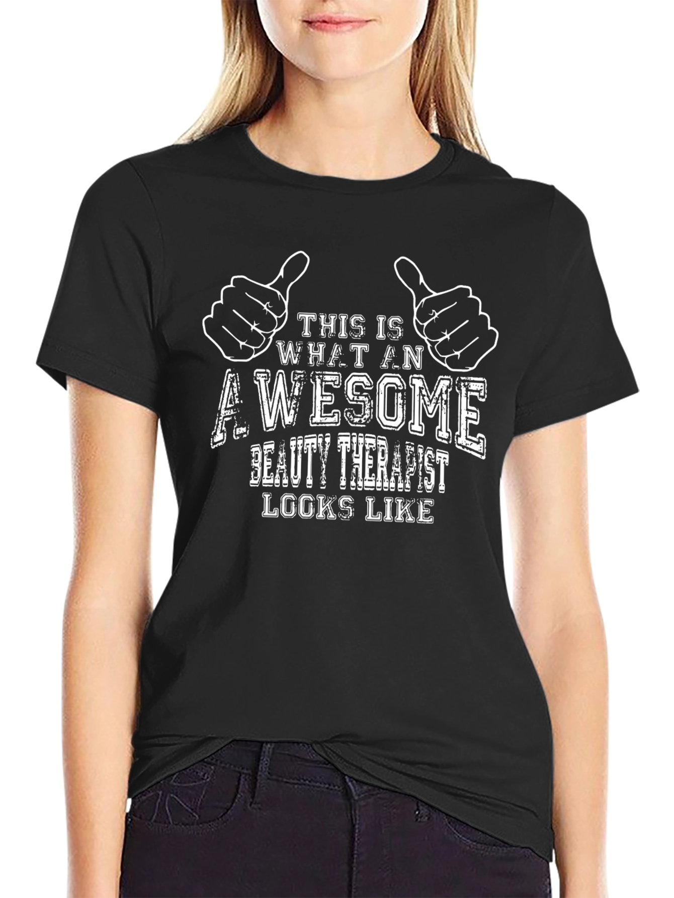 Black Awesome Beauty Therapist T-Shirt view 2
