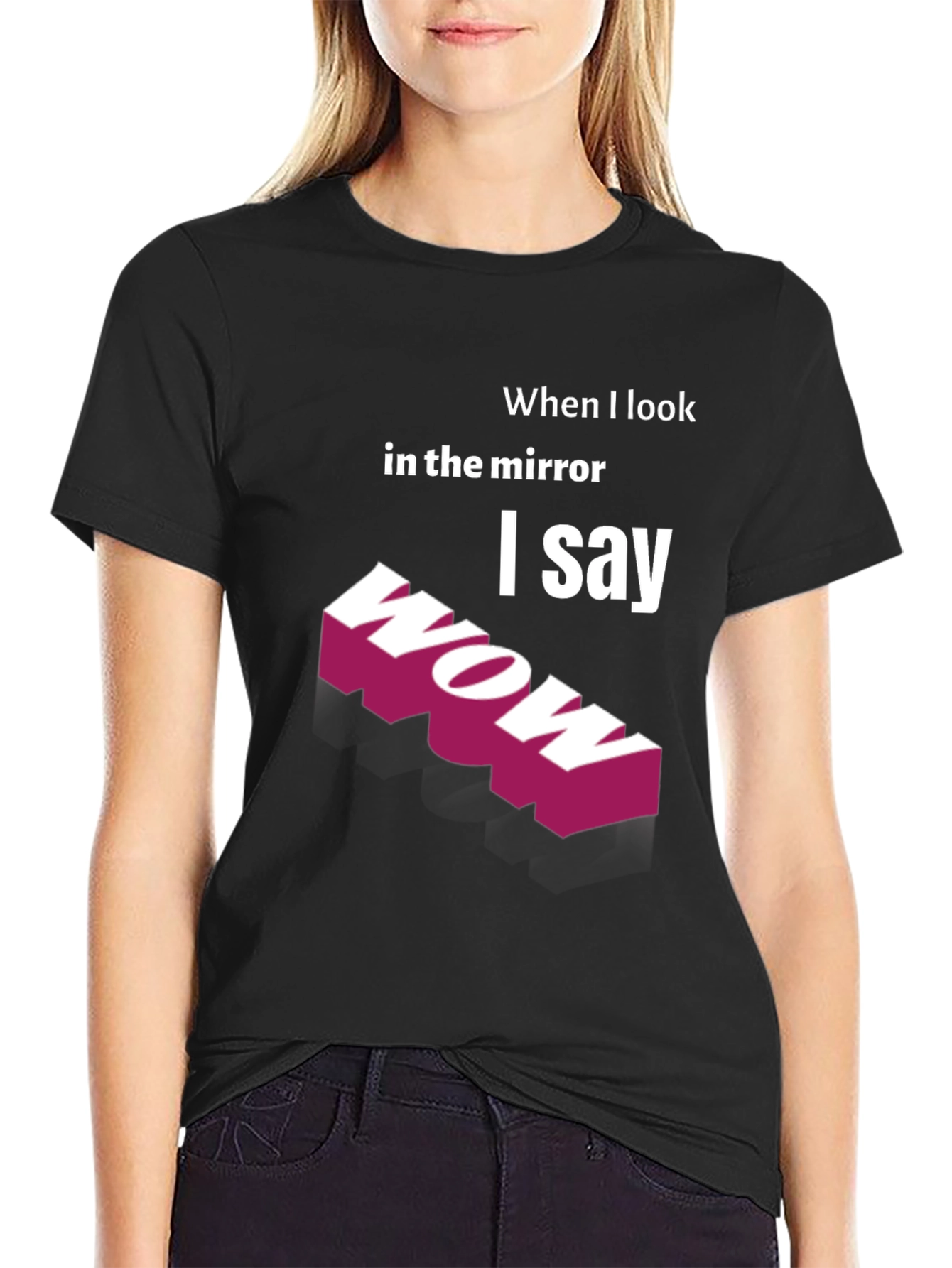 Black Wow Mirror Graphic Tee view 2