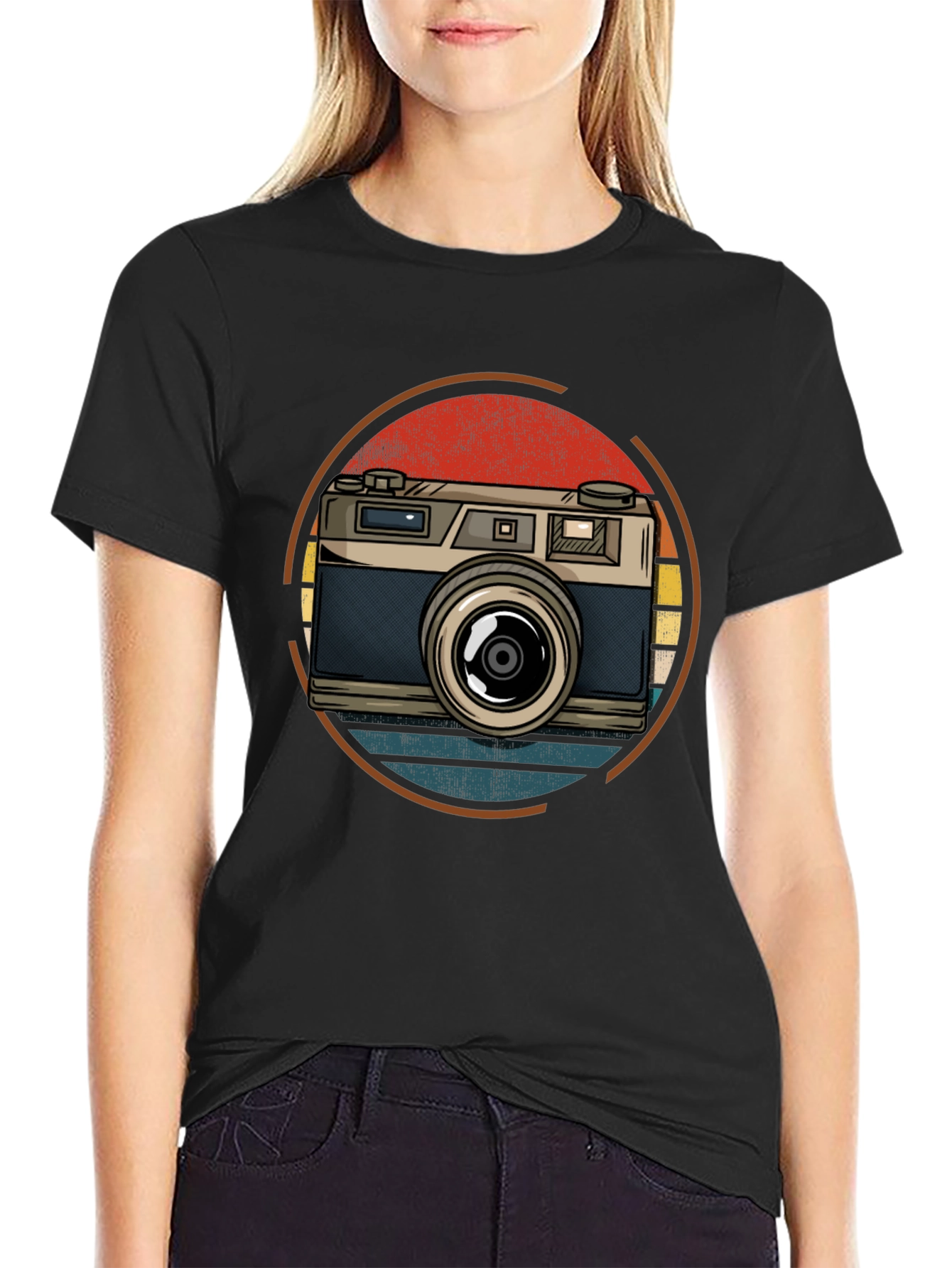 Black Retro Camera Graphic Tee - Vintage Photography Shirt view 2