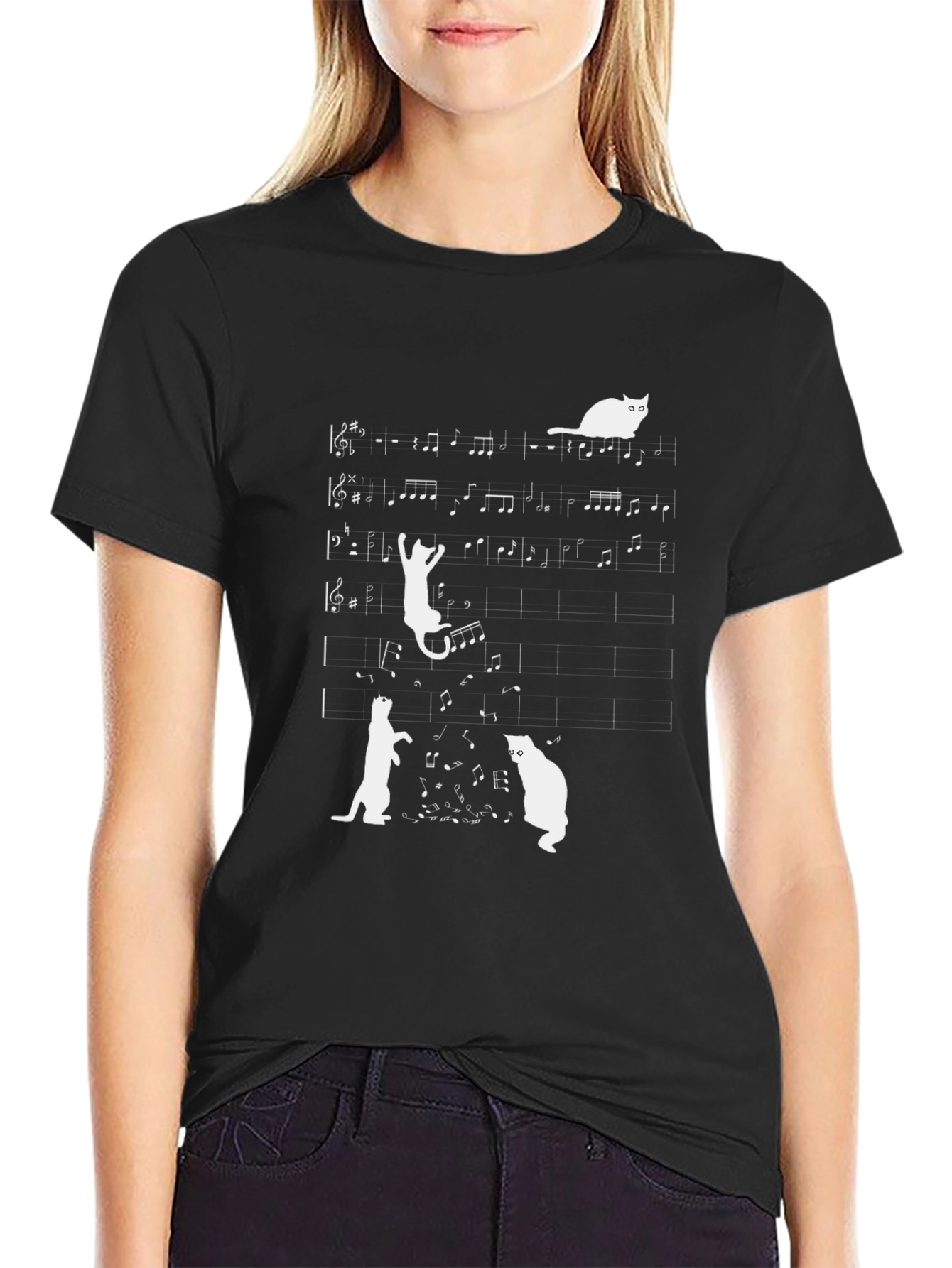 Black Musical Cats T-Shirt view 2