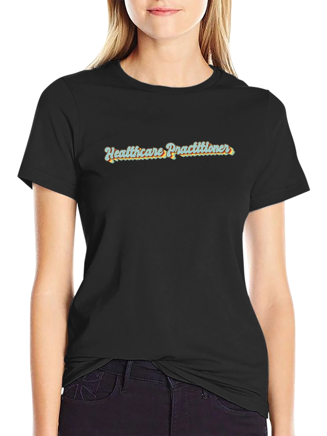 Black Healthcare Practitioner Retro T-Shirt view 2