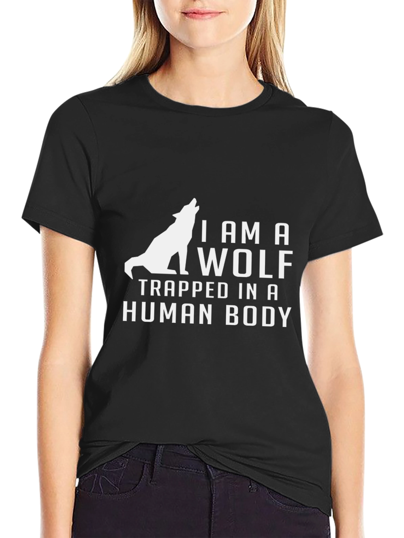 Black I AM A WOLF T-Shirt | Graphic Tee | Black view 2