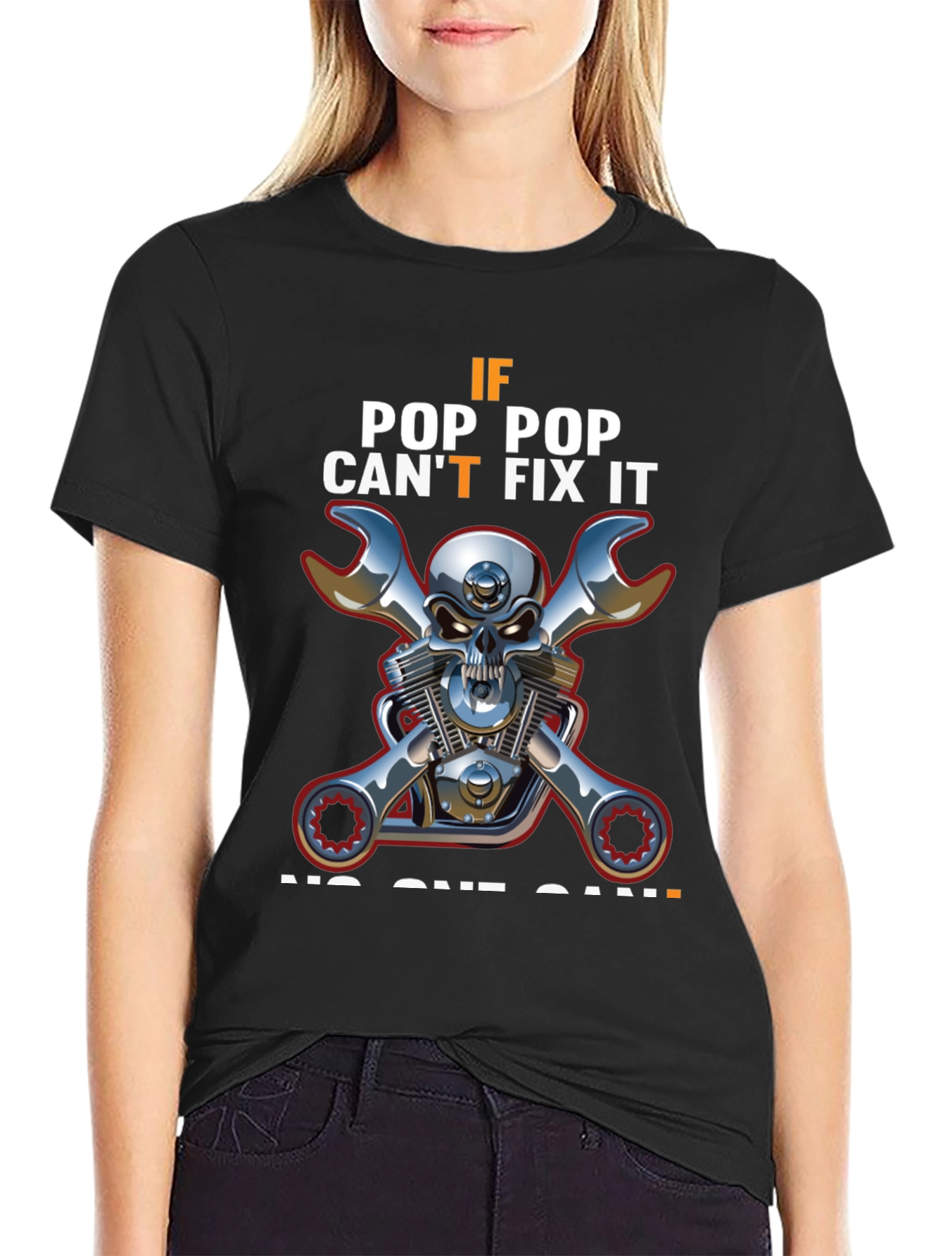Black Pop Pop Can Fix It T-Shirt view 2