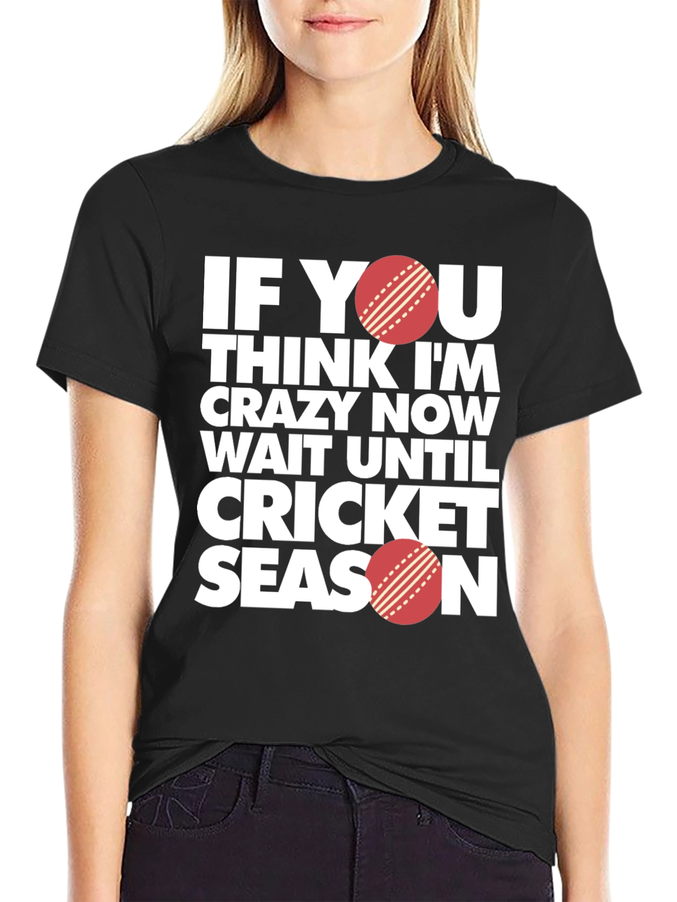 Black Cricket Season T-Shirt - Funny Sports Tee view 2