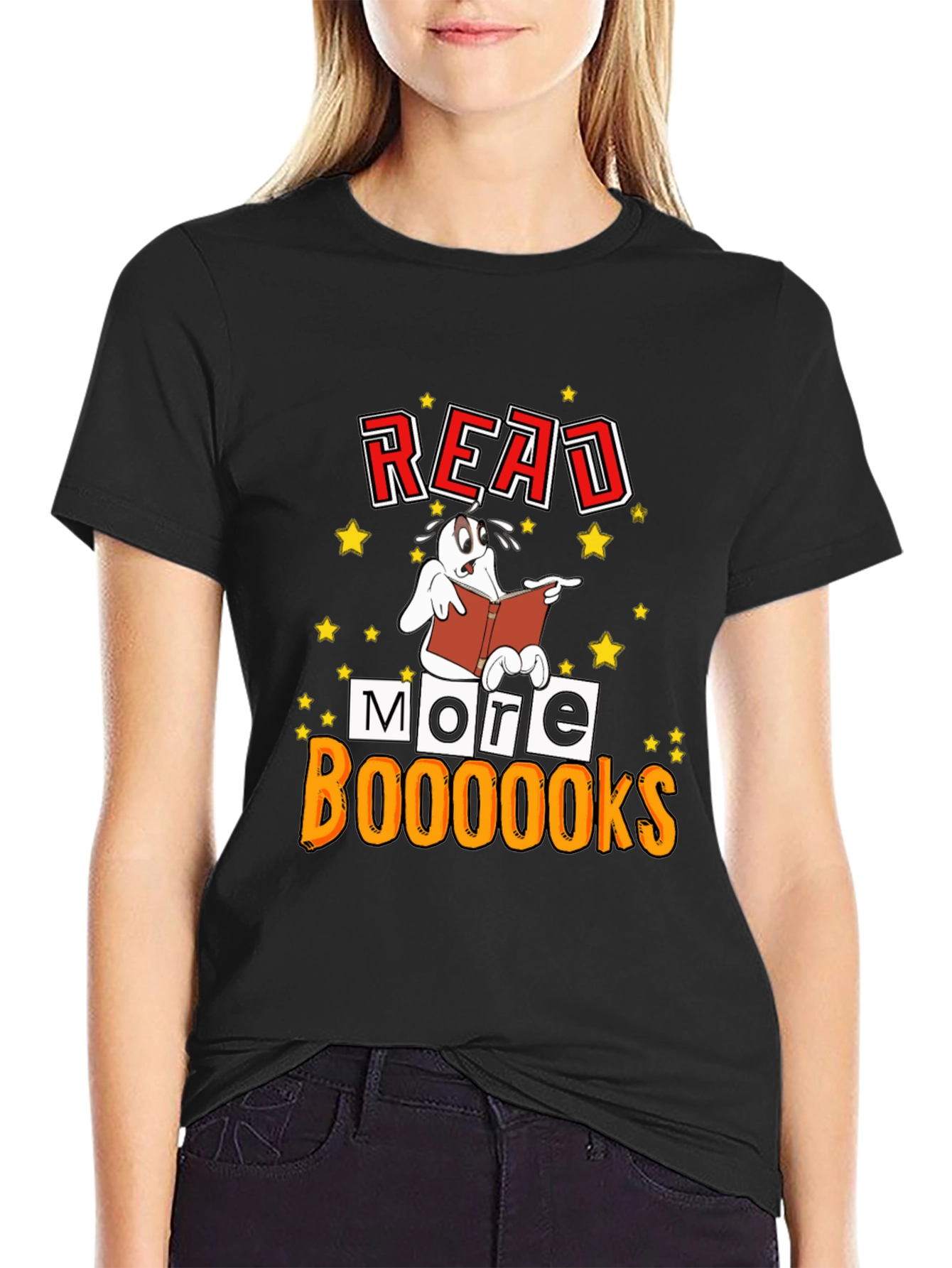 Black Read More Booooks T-Shirt - Novelty Dog Design view 2