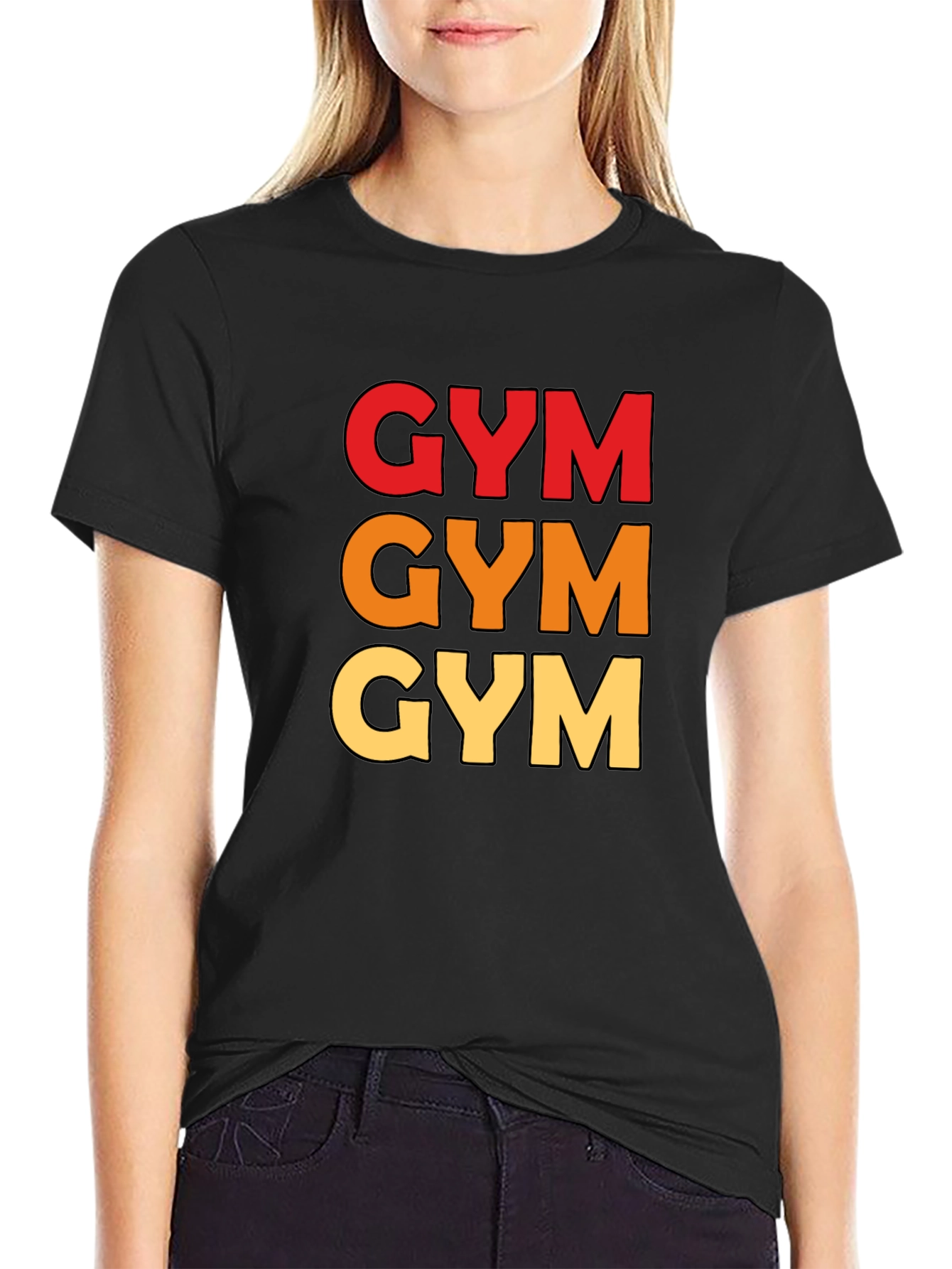 Black Triple GYM Text Tee - Workout Ready view 2