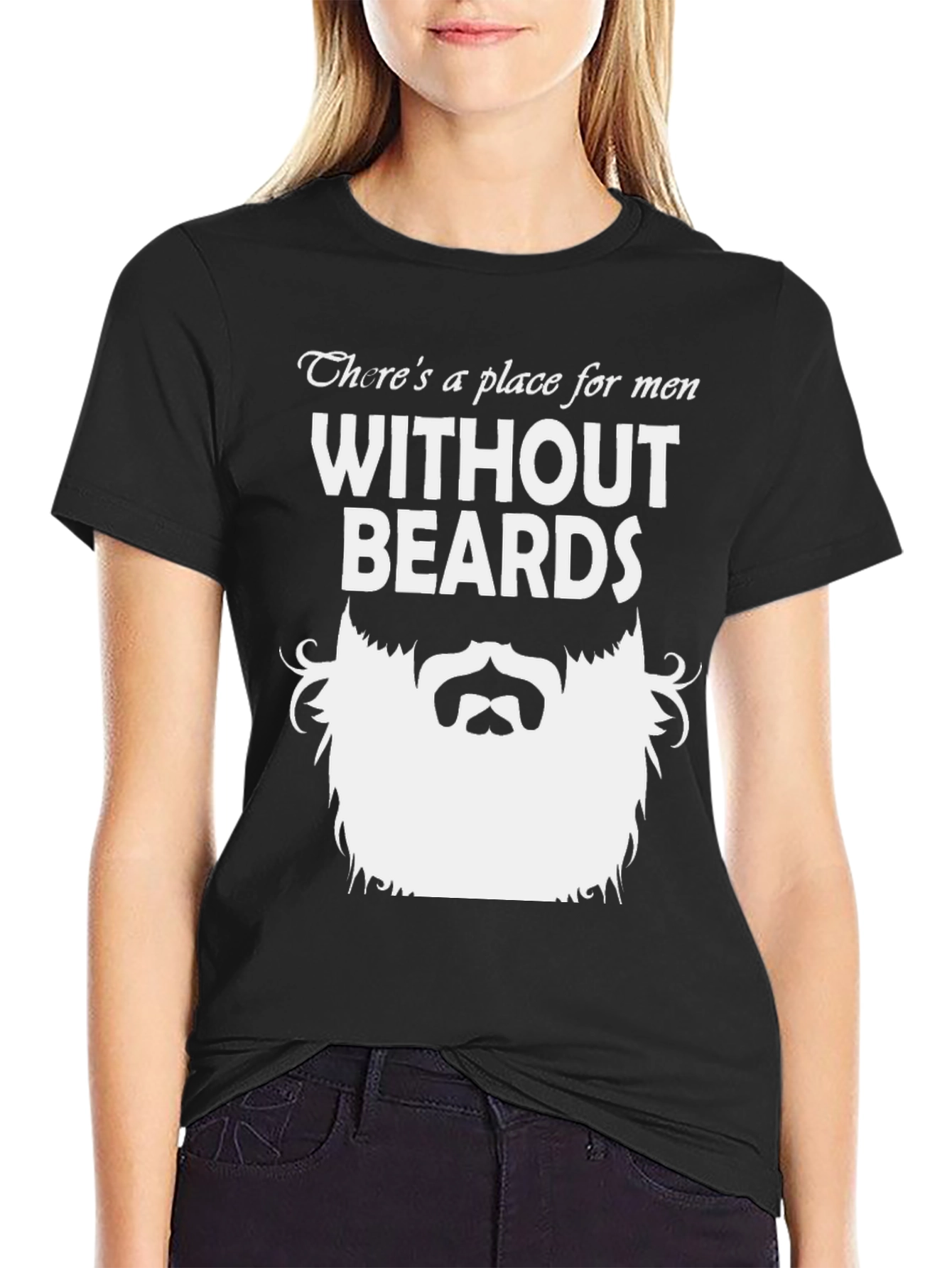 Black Funny Beard T-Shirt - Without Beards Tee for Men view 2
