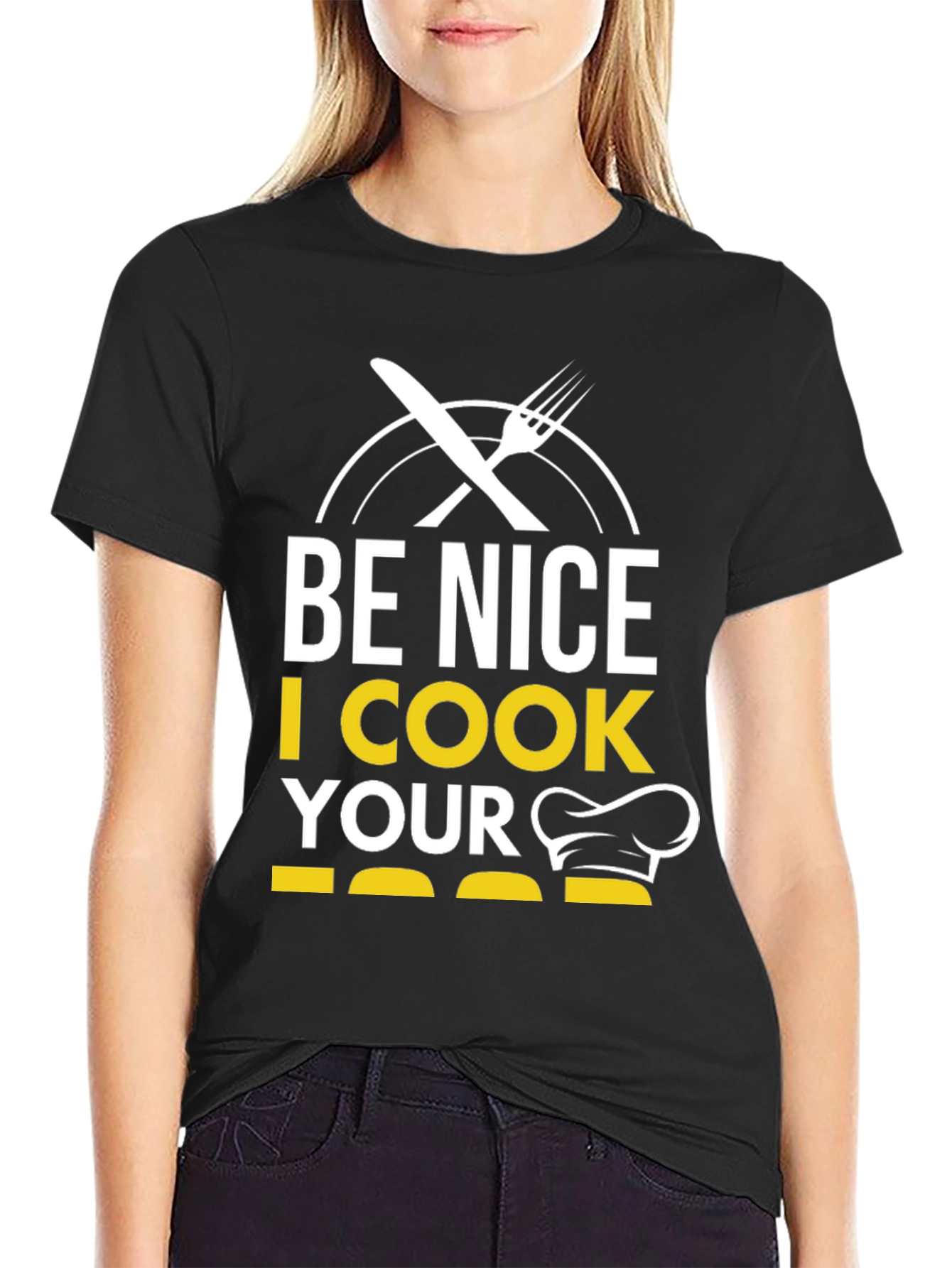 Black Be Nice I Cook Your Food T-Shirt Funny Chef Tee view 2