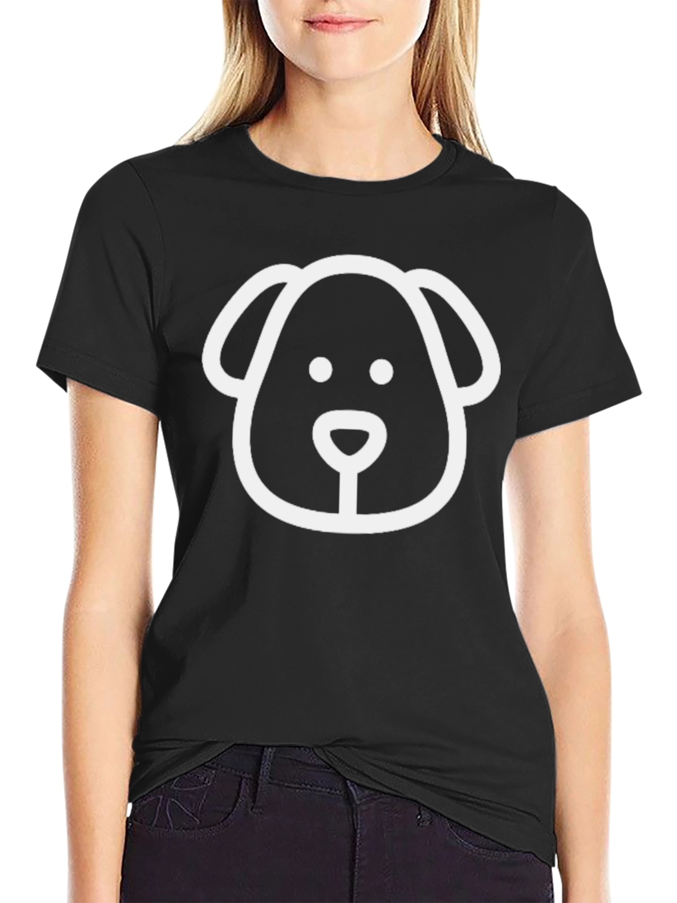 Black Dog Face Graphic Tee - Black Cotton Casual Shirt view 2