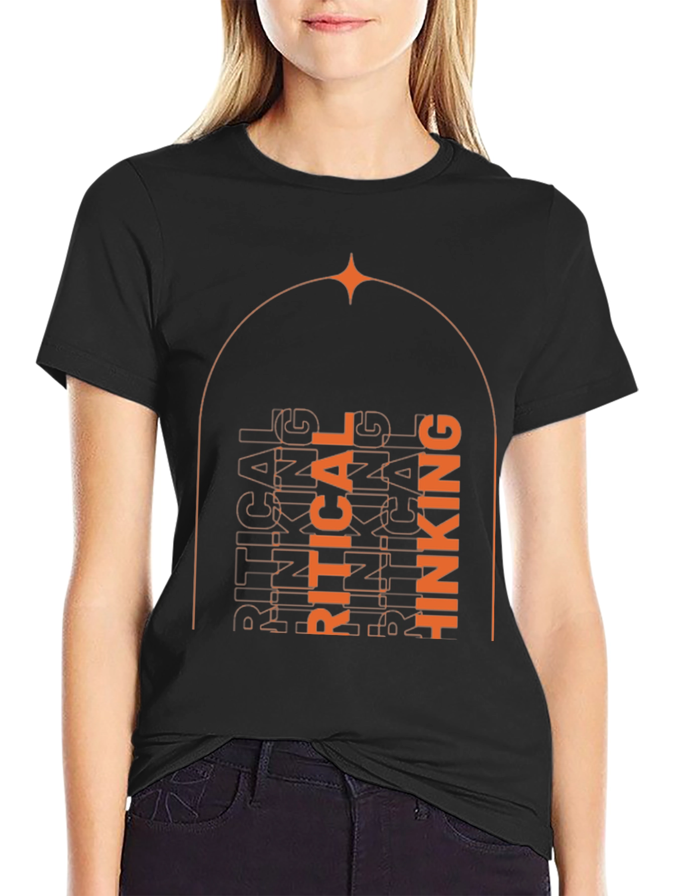 Black Critical Thinking Graphic Tee - Unisex Black T-Shirt view 2