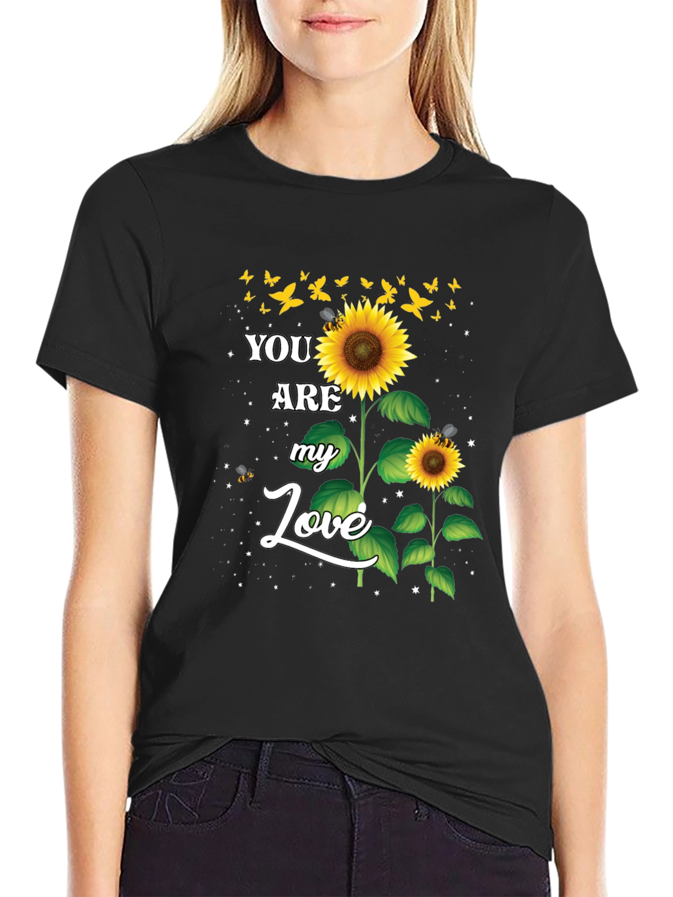 Black Sunflower Love Graphic Tee view 2