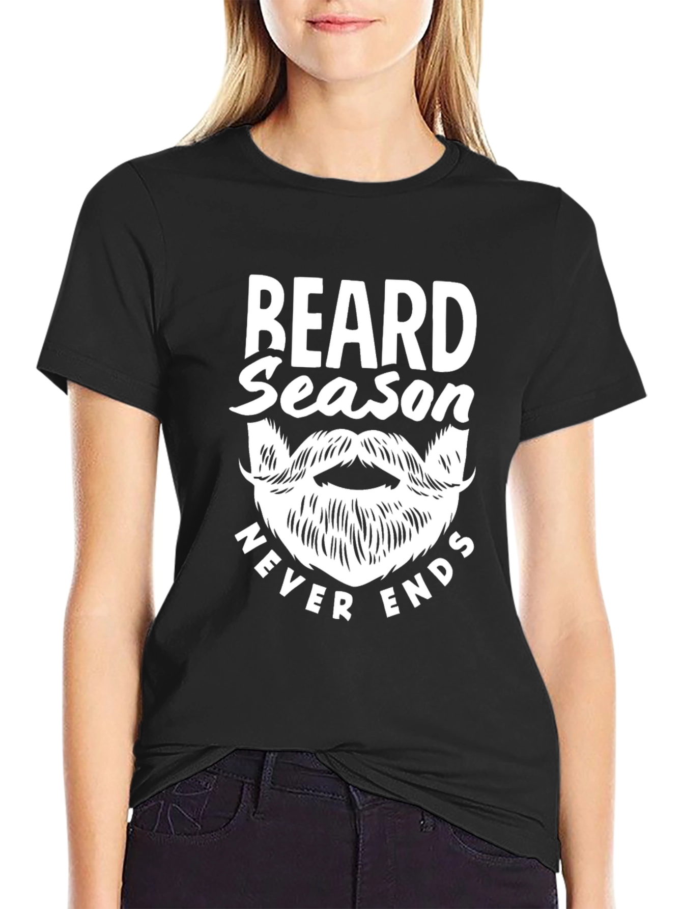 Black Beard Season Never Ends Graphic T-Shirt view 2