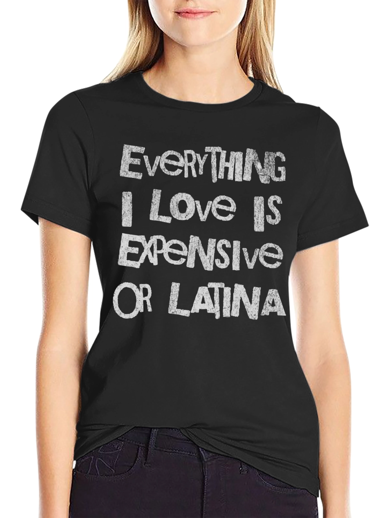Black Funny Men's Graphic Tee - Everything Expensive or Latina view 2