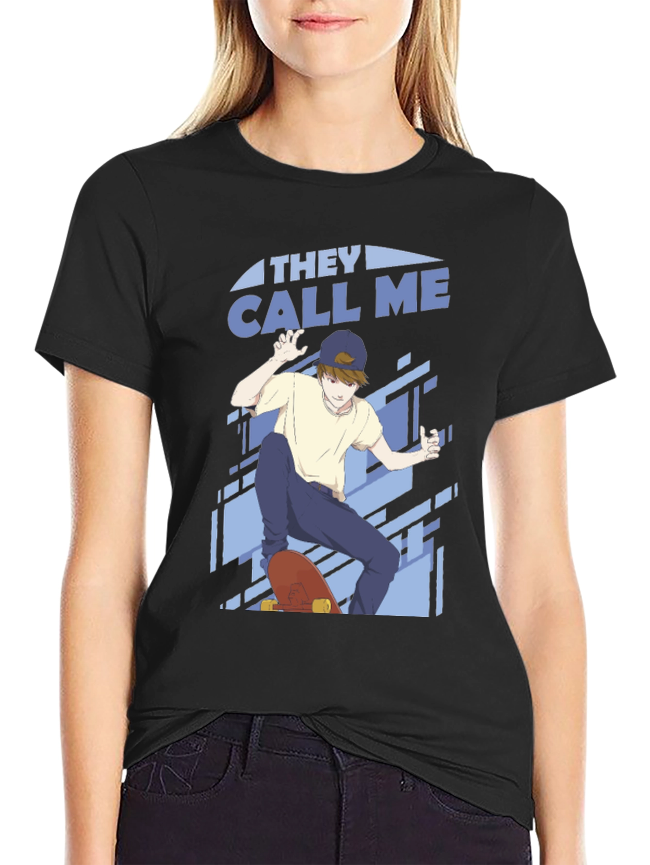 Black Skater Boy Graphic Tee - Cool Anime Style view 2