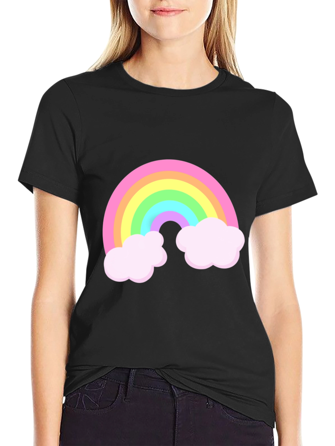 Black Rainbow Graphic Black T-Shirt view 2