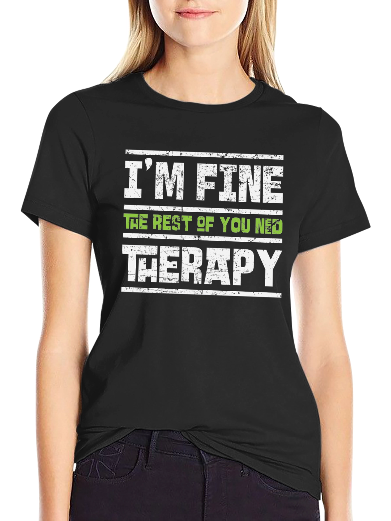 Black I'm Fine You Need Therapy Graphic Tee view 2