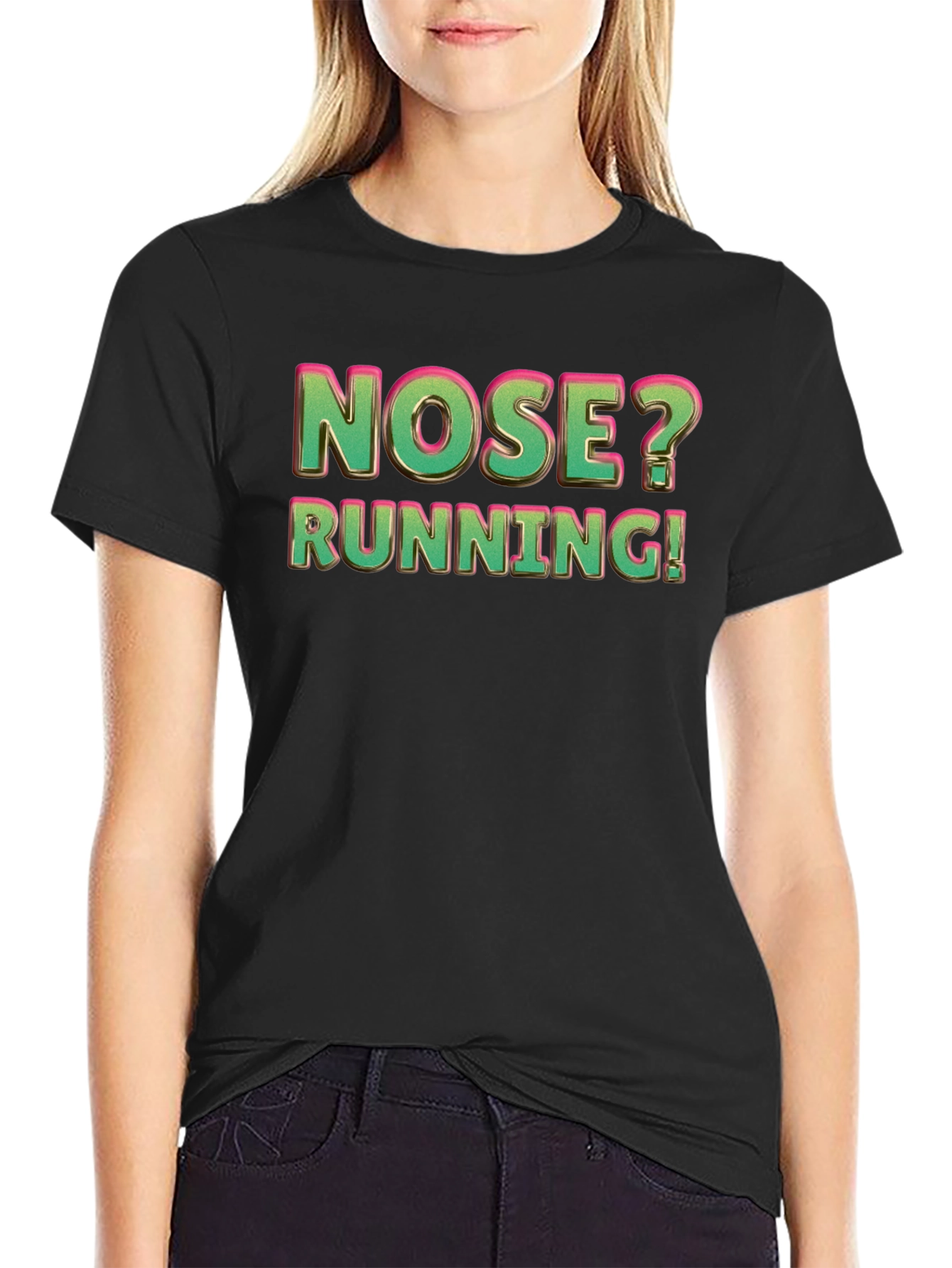 Black Nose Running Funny Graphic T-Shirt view 2