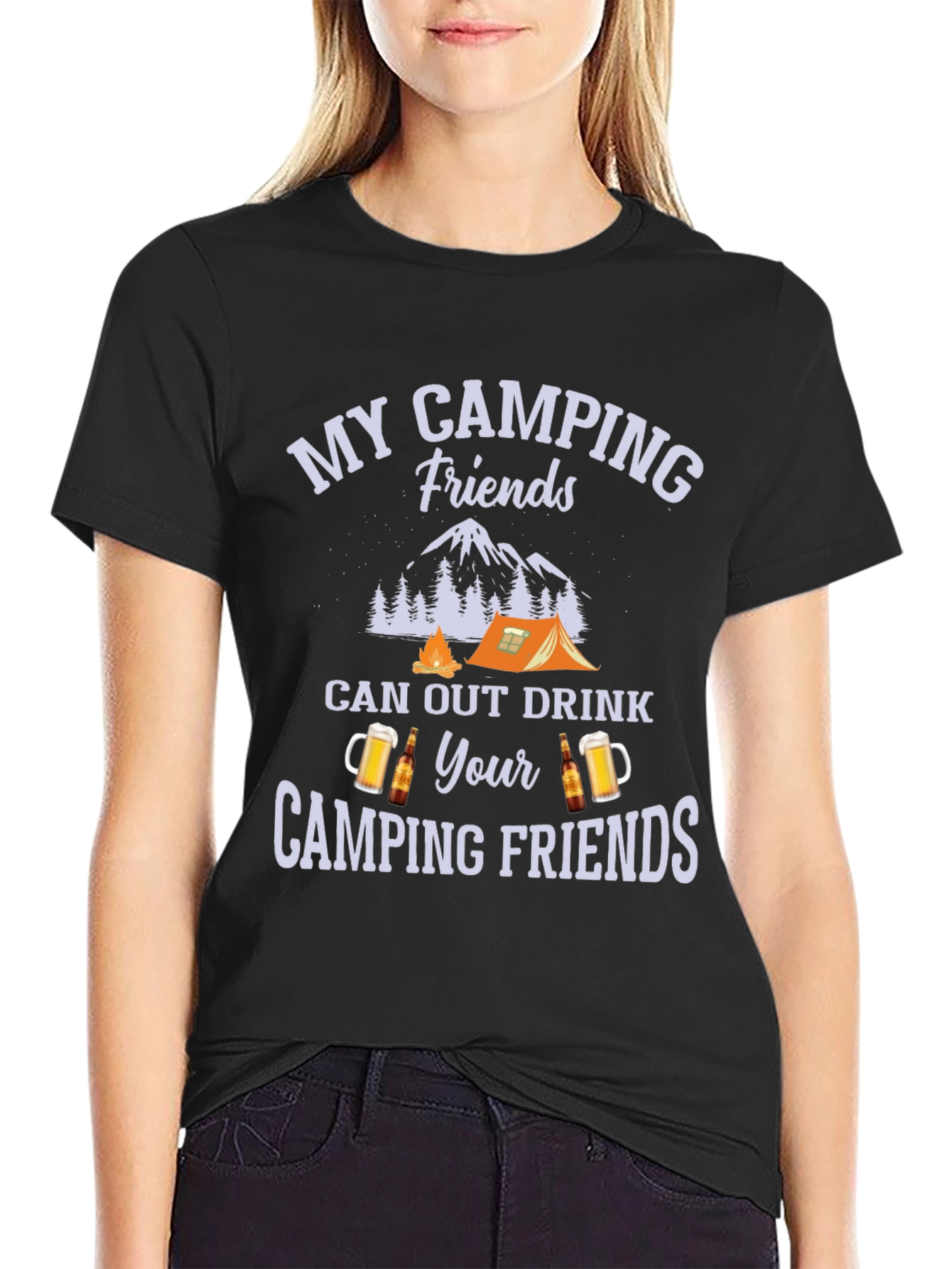 Black Camping Friends Graphic Tee view 2