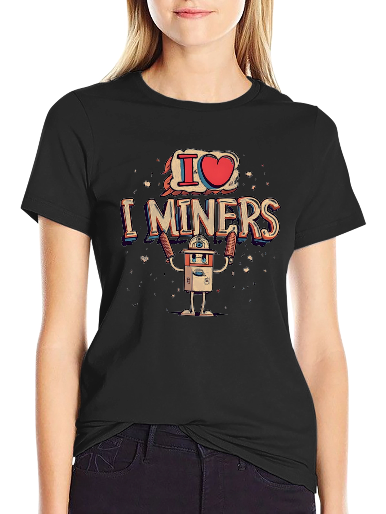 Black I Heart Miners Graphic Tee - Black Cotton T-Shirt view 2